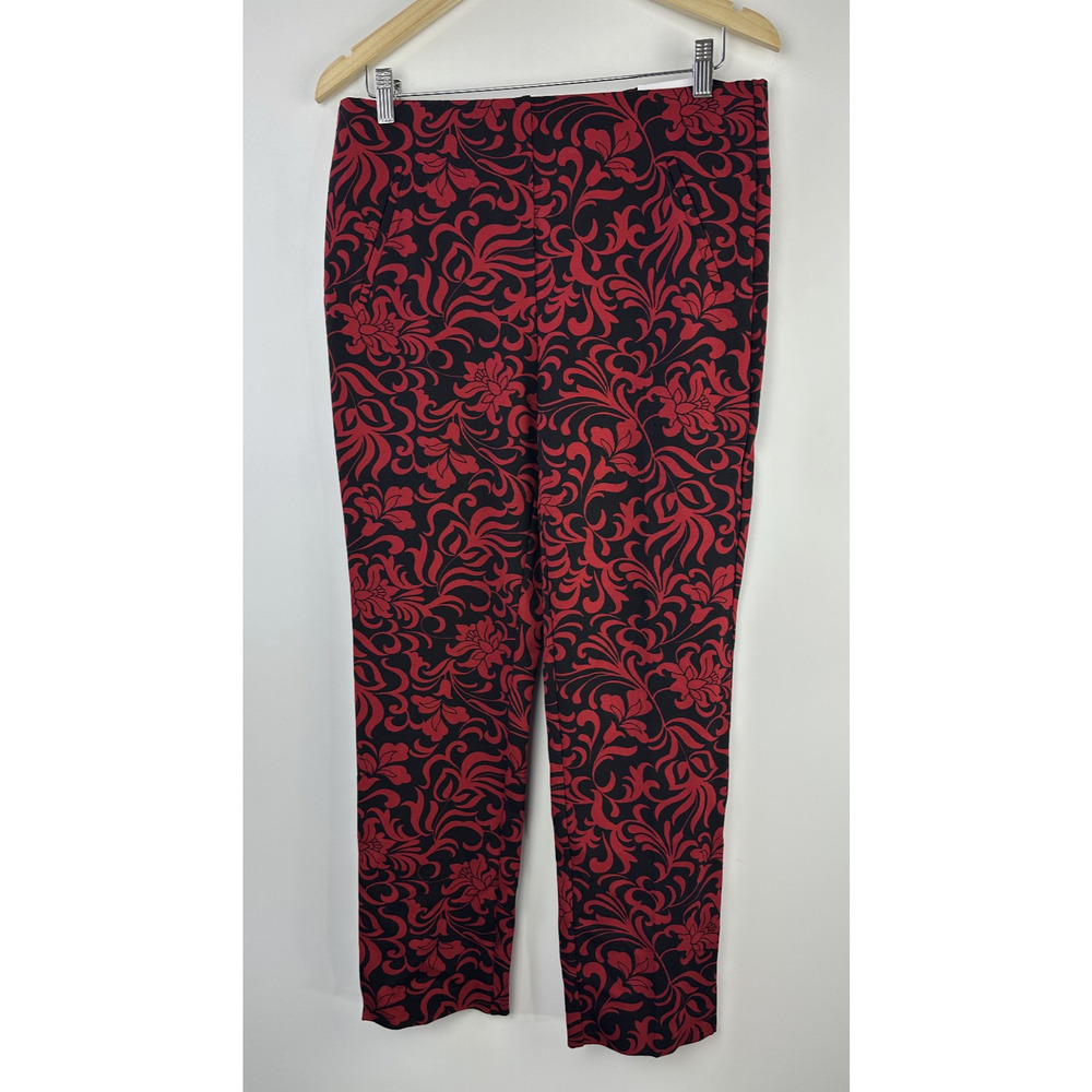 NWT Chico's Juliet Swirl Print Ankle Pants Red Black Holiday Themed Size 1 US 8 - Picture 2 of 12